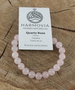 Bracelet Quartz Rose - Perles 8mm
